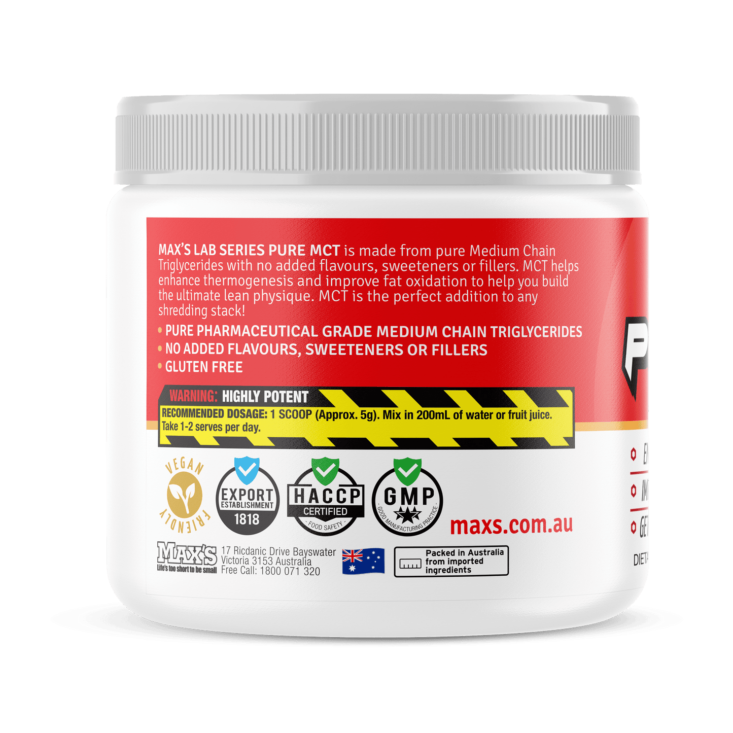 MAX’S Pure MCT - Clean Energy & Nutritional Boost
