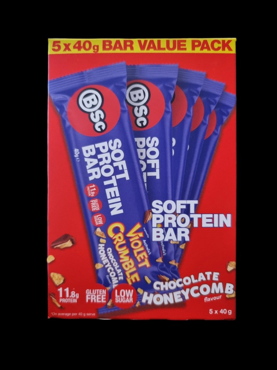 BSc - Soft Protein Bar - Cafe - Violet Crumble Chocolate Honeycomb / 5 x 40g Multipack - Cave Sports Nutrition