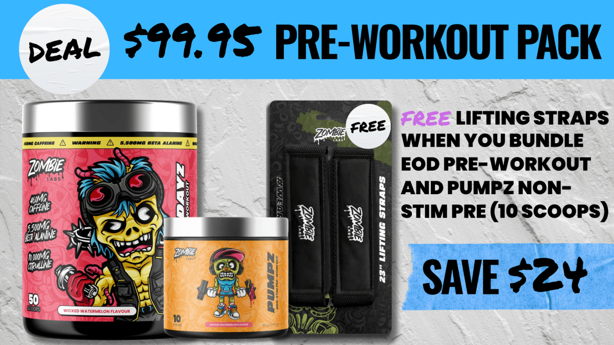 EOD Pre + Pumpz + Free Straps BUNDLE PROMO - Supplements - Manic Mango Nectar - Cave Sports Nutrition