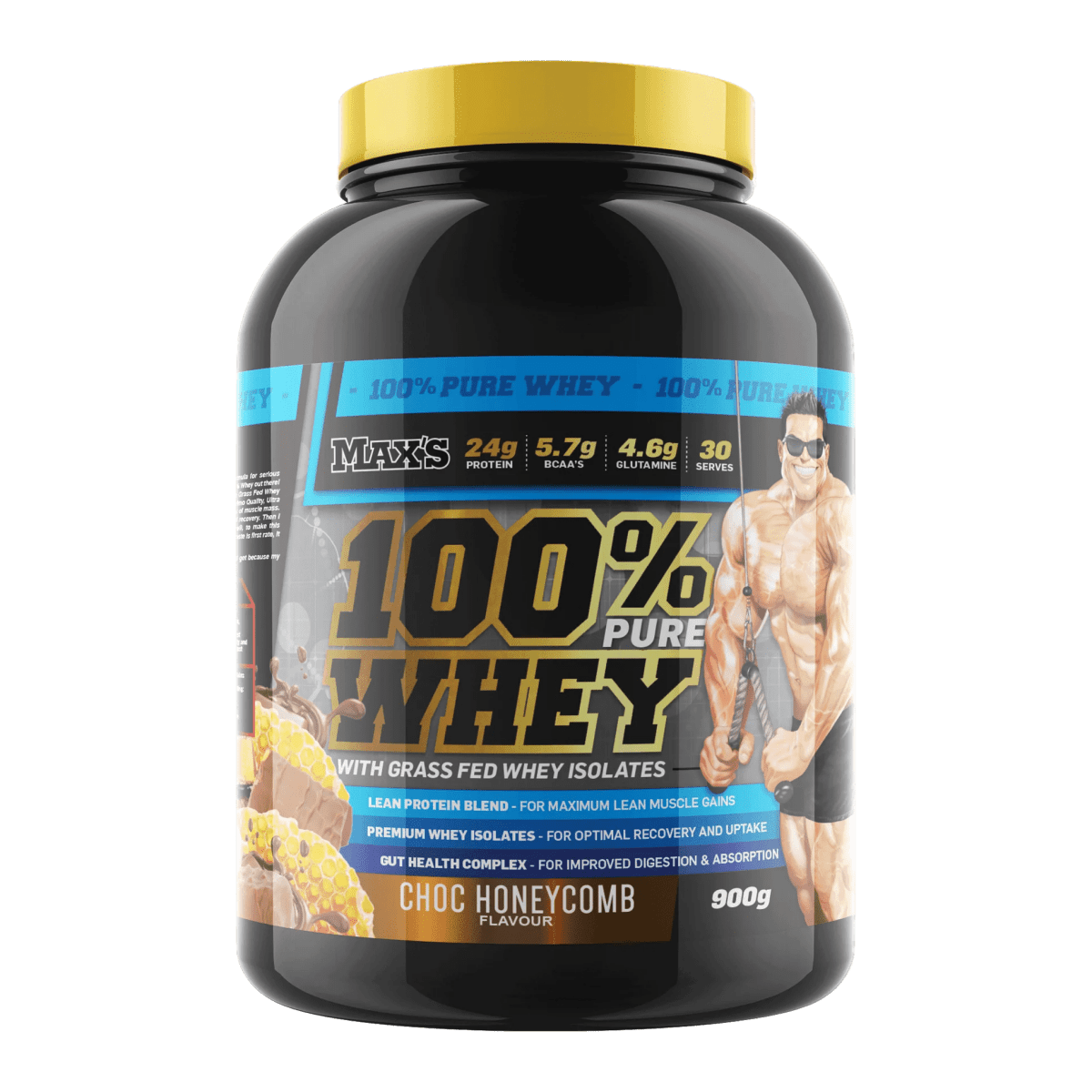 Max's Supplements - 100% Pure Whey Protein - Supplements - 900g - Cave Sports Nutrition
