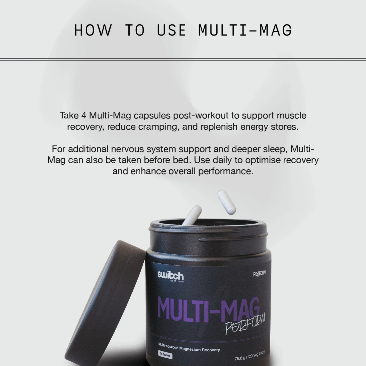 Multi - Mag Perform by Switch Nutrition - Supplements - 120 Veg Capsules - Cave Sports Nutrition