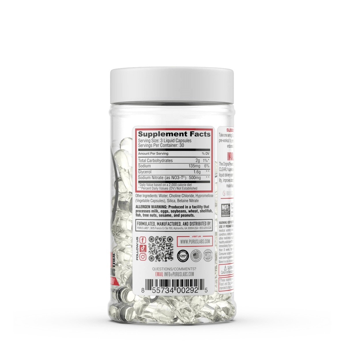 NOXygen Liquid Capsules - Pre - Workout Accelerator by Purus Labs - Supplements - 30 Servings - Cave Sports Nutrition