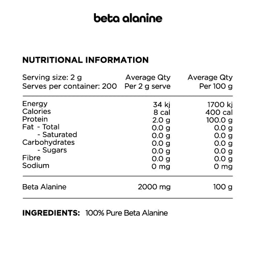 Switch Nutrition - 100% Pure Beta Alanine - Supplements - 200 Serves - Cave Sports Nutrition