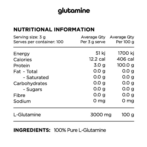 Switch Nutrition - 100% Pure L - Glutamine - Supplements - 100 Serves - Cave Sports Nutrition