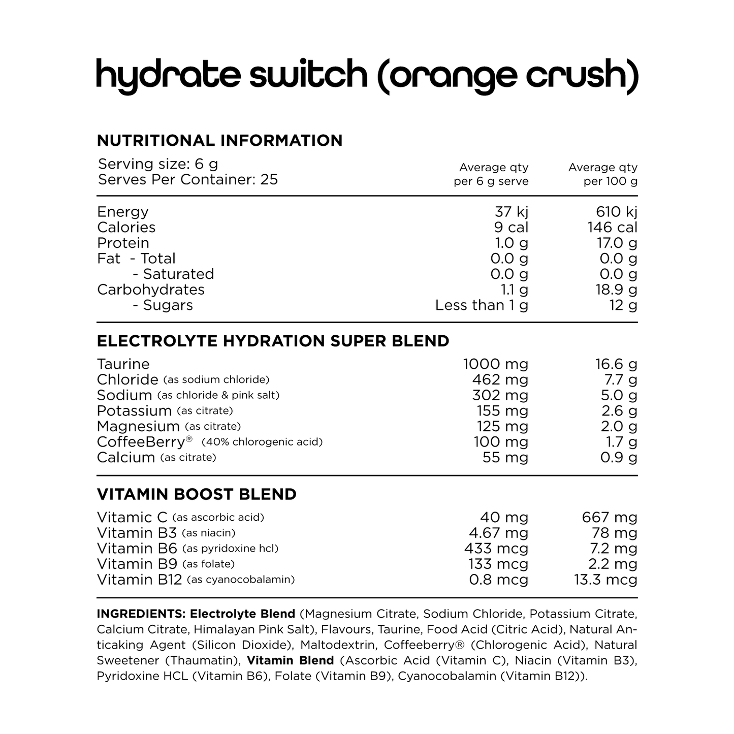 Switch Nutrition - Hydrate Switch - Supplements - 25 Serves - Cave Sports Nutrition