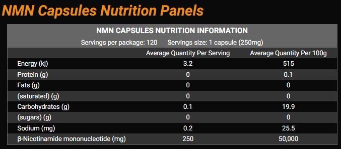 Bulk Nutrients - NMN Nicotinamide Mononucleotide - Supplements - 120 Capsules - Cave Sports Nutrition
