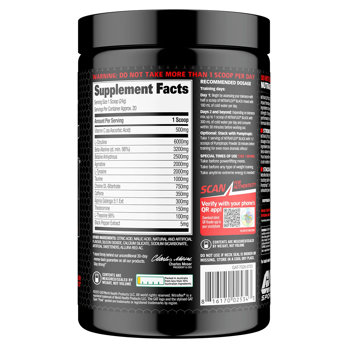 GAT Sport - Nitraflex Black - Supplements - 20 Serves - Cave Sports Nutrition