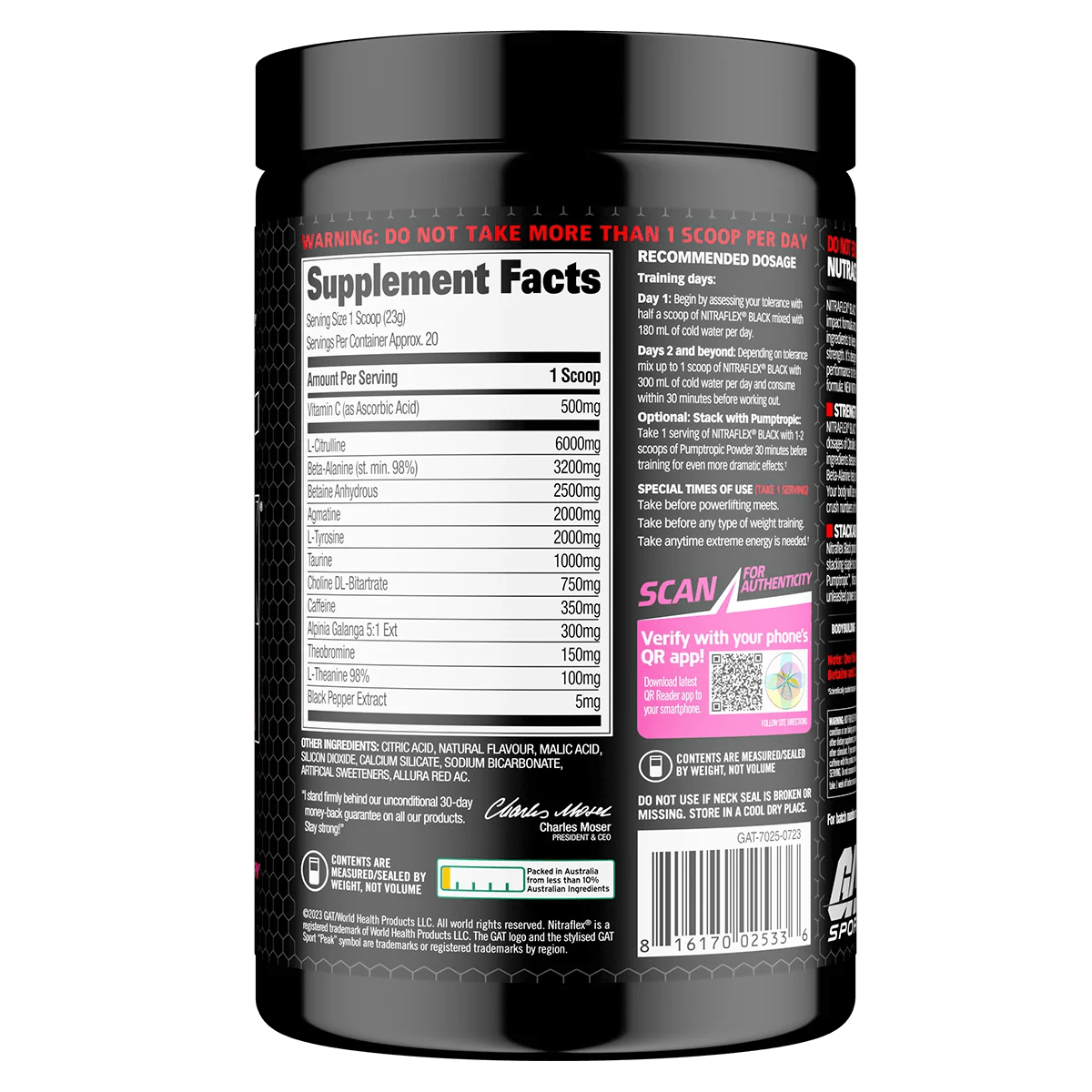 GAT Sport - Nitraflex Black - Supplements - 20 Serves - Cave Sports Nutrition