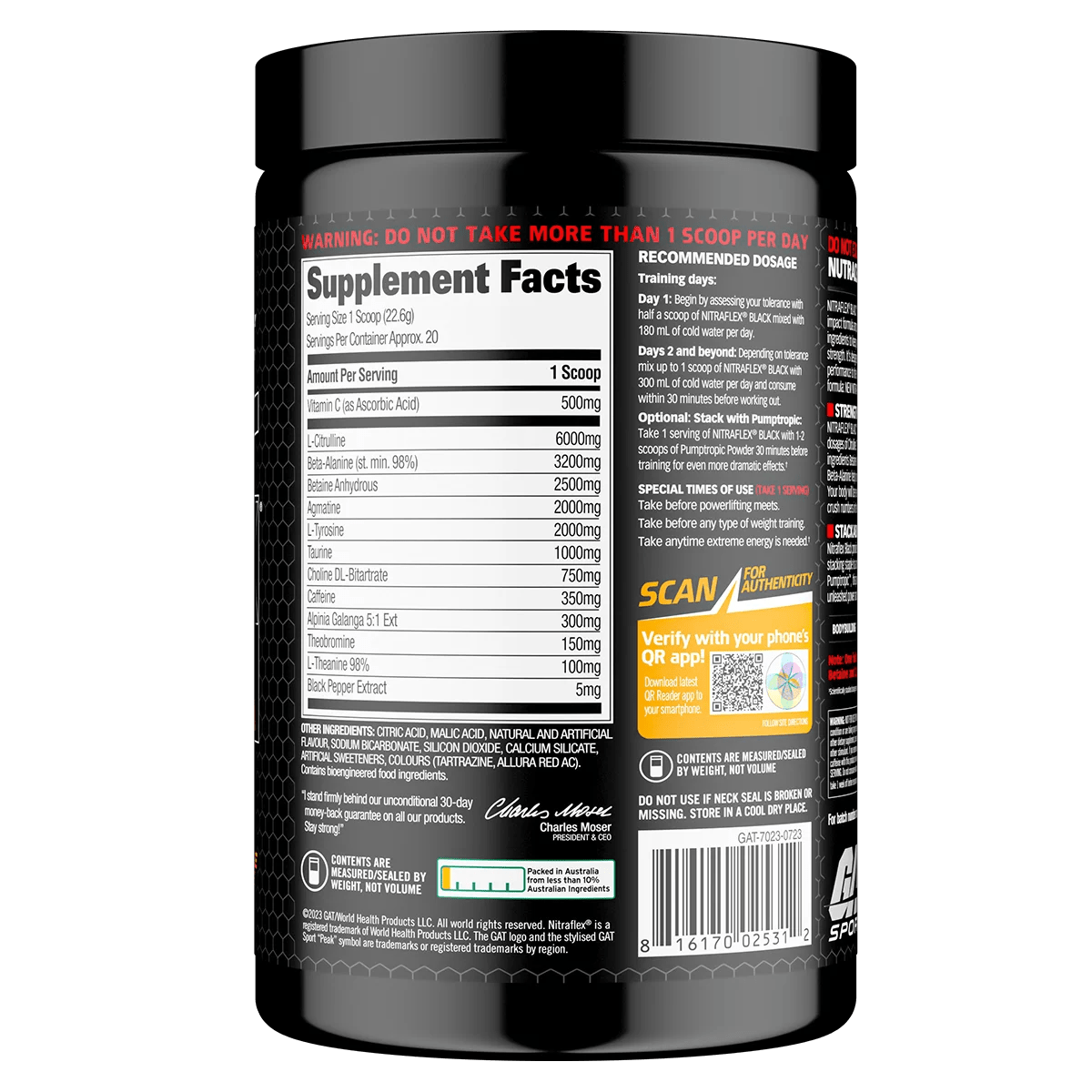GAT Sport - Nitraflex Black - Supplements - 20 Serves - Cave Sports Nutrition