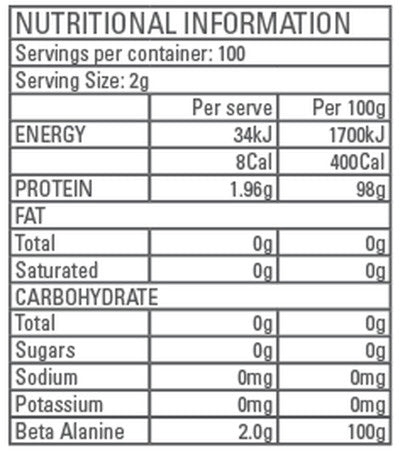 Gen - Tec Nutrition - Beta Alanine - Supplements - 200g - Cave Sports Nutrition