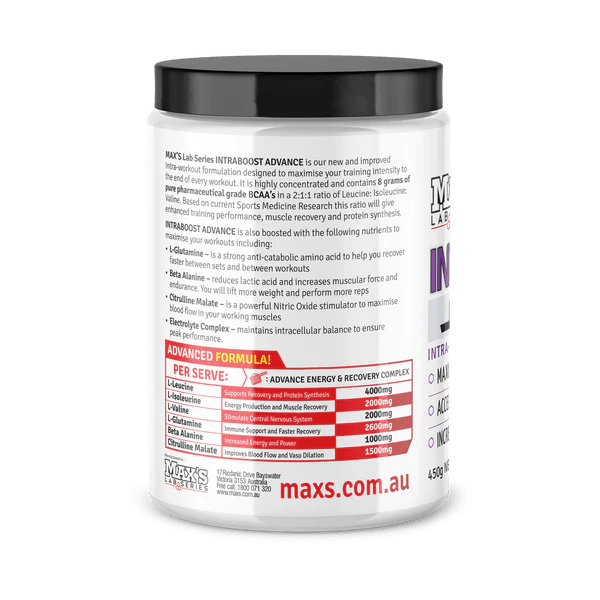 Max's Lab Series - Intraboost Advance - Supplements - 30 Serves/450g - Cave Sports Nutrition