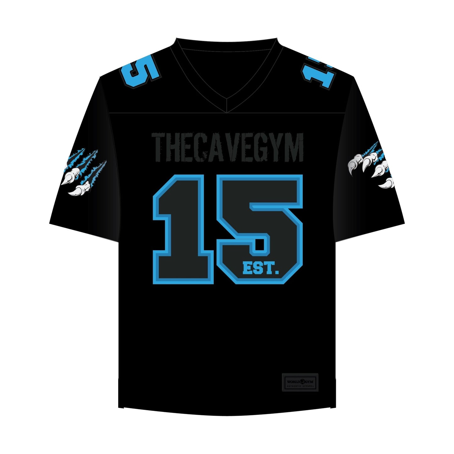 The Cave Gym - Grid Iron Jersey - Merchandise - Black/Blue - Cave Sports Nutrition
