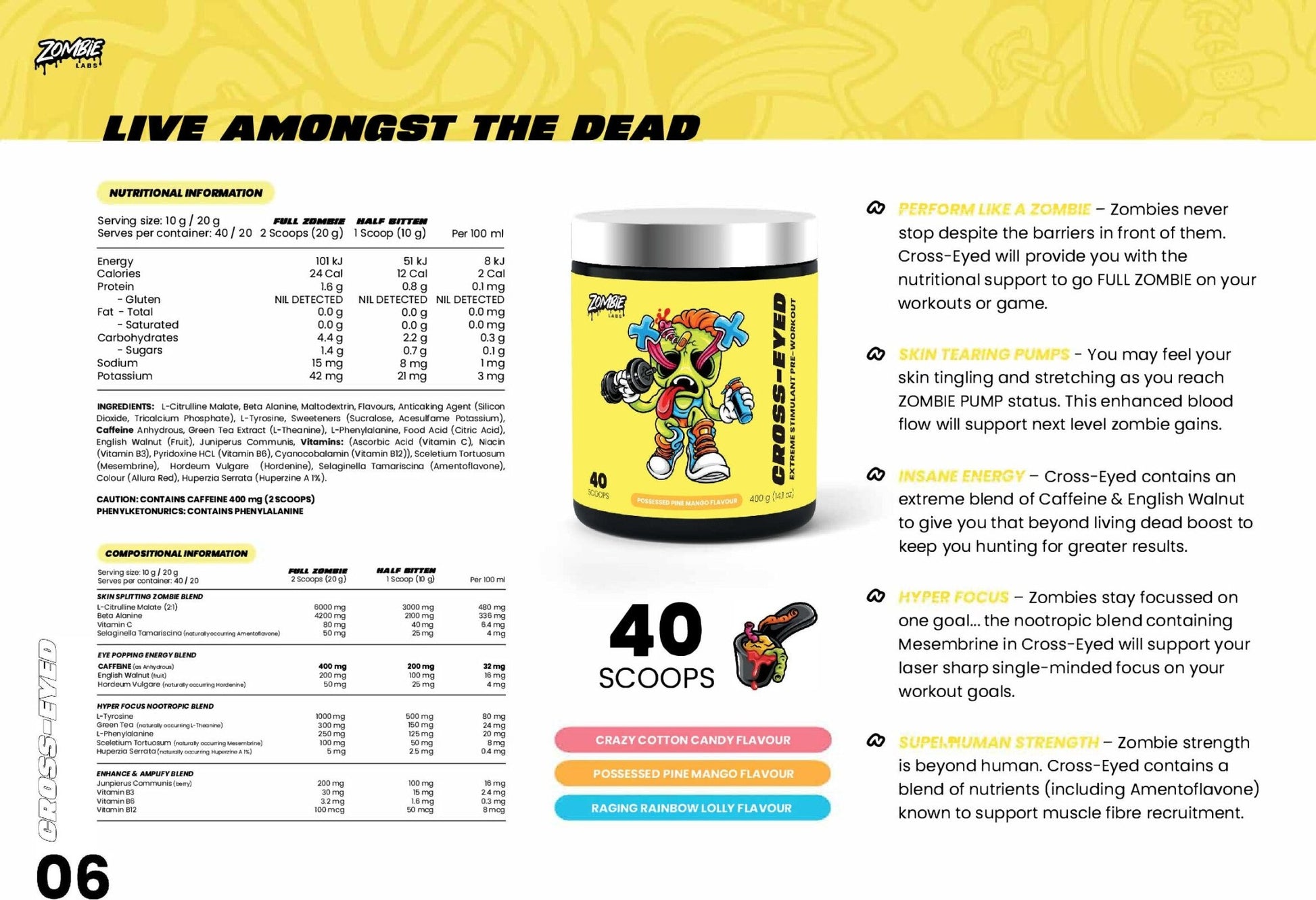 Zombie Labs - Cross - Eyed - Supplements - 40 Serves - Cave Sports Nutrition