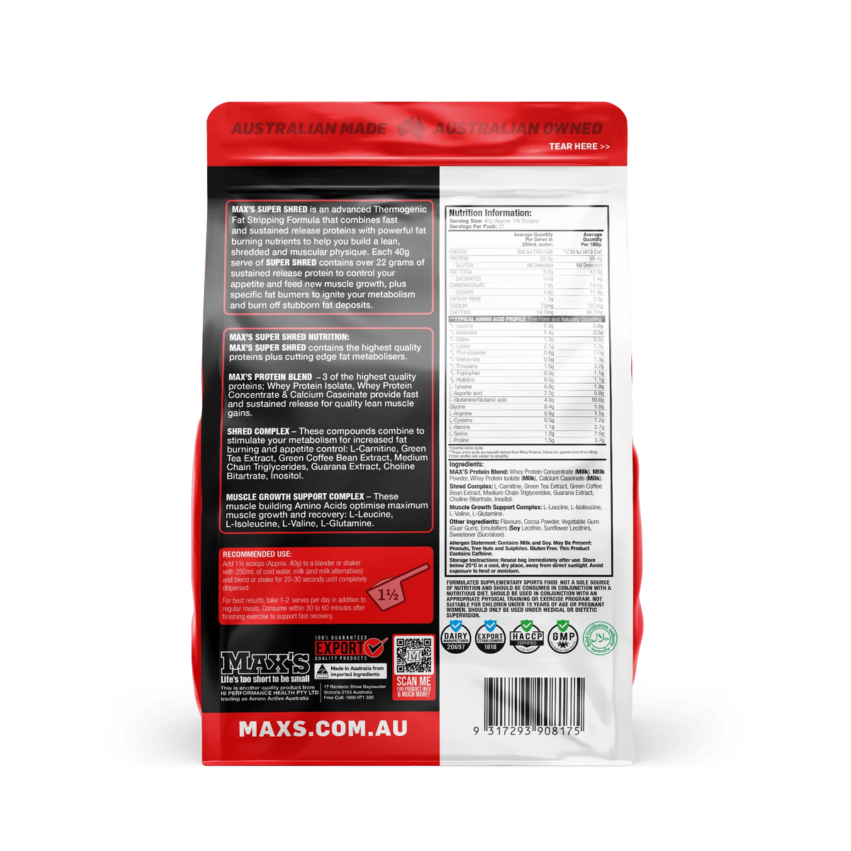 MAX’S Super Shred Thermogenic Protein 900 g