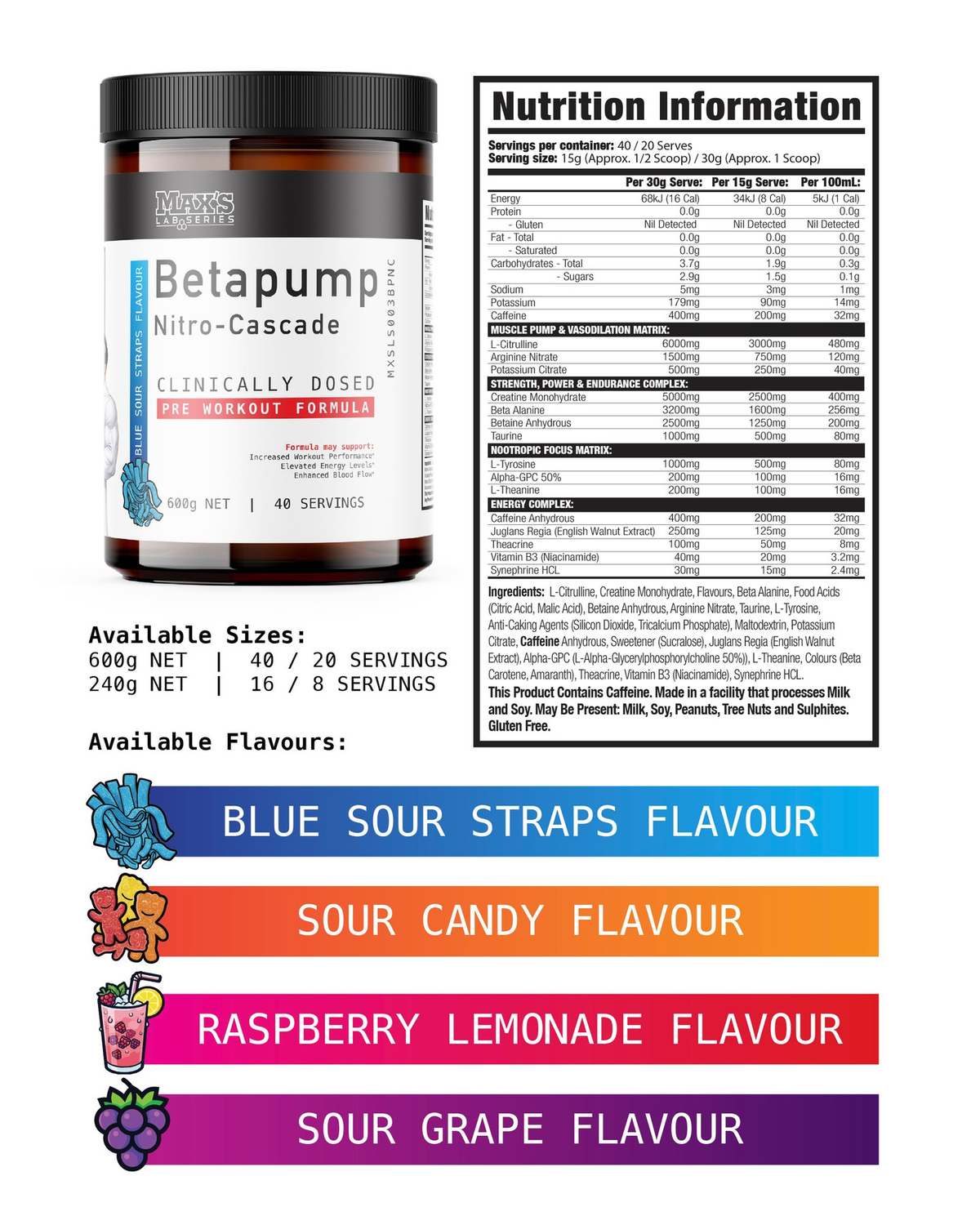 MAX'S Betapump Nitro-Cascade Pre-Workout