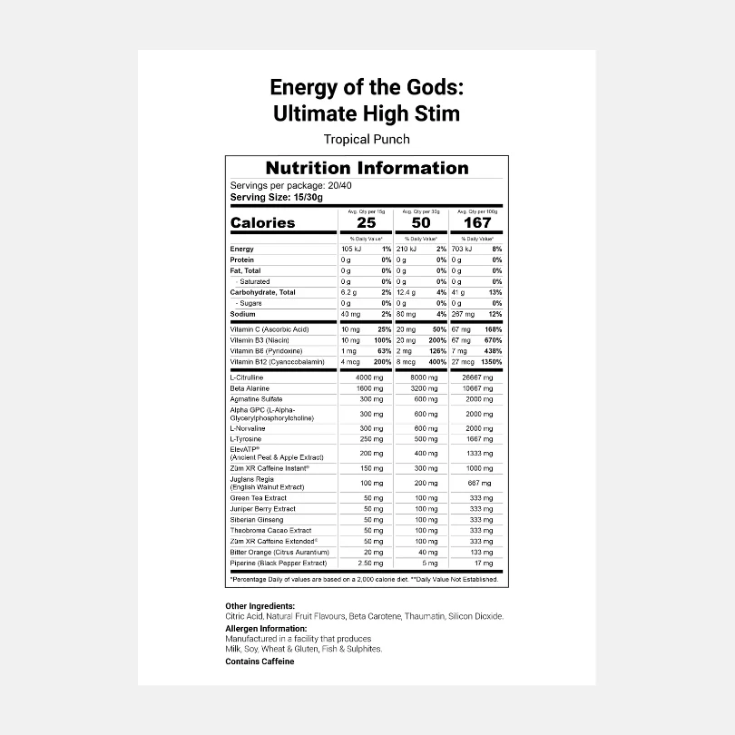Hercules Energy of the Gods Pre-Workout - High Stim