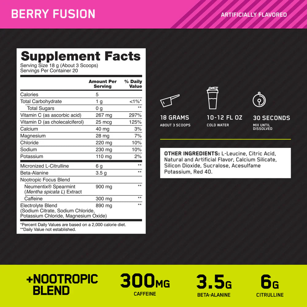Optimum Nutrition AMPED Pre-Workout - 300mg Caffeine