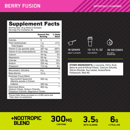 Optimum Nutrition AMPED Pre-Workout - 300mg Caffeine
