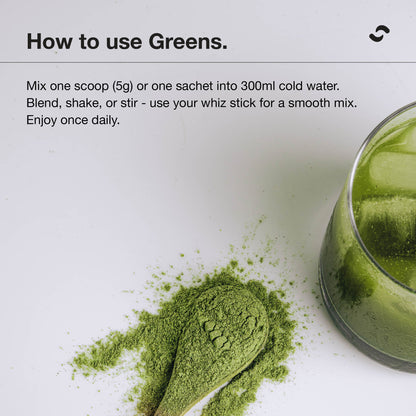 How to use Switch Nutrition Greens: one sachet in 300ml cold water