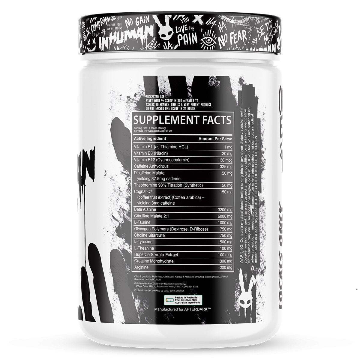 AfterDark Supplements - InHuman - Supplements - 20 Serves - Cave Sports Nutrition