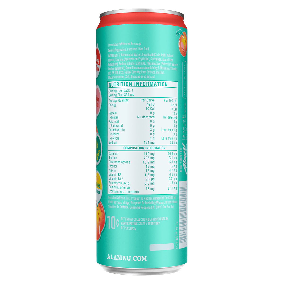 Alani Nu Energy Drink - Cafe - Juicy Peach - Cave Sports Nutrition