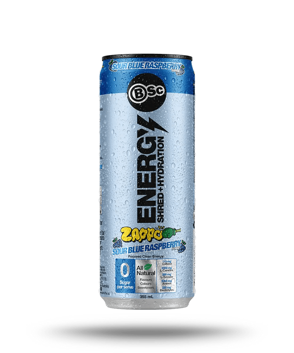 BSc Energy Shred + Hydration (355ml) RTD - Cafe - Sour Blue Raspberry - Cave Sports Nutrition