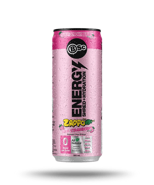 BSc Energy Shred + Hydration (355ml) RTD - Cafe - Sour Strawberry - Cave Sports Nutrition