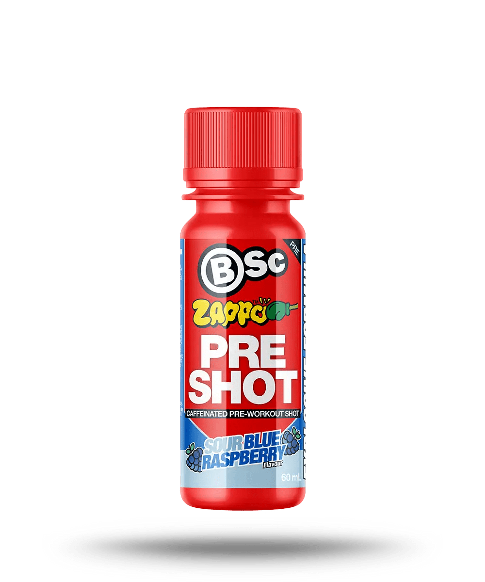 BSc Pre - Workout Shot — Zappo (60 ml) - Cafe - Sour Blue Raspberry - Cave Sports Nutrition