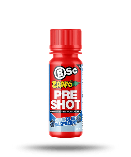 BSc Pre - Workout Shot — Zappo (60 ml) - Cafe - Sour Blue Raspberry - Cave Sports Nutrition