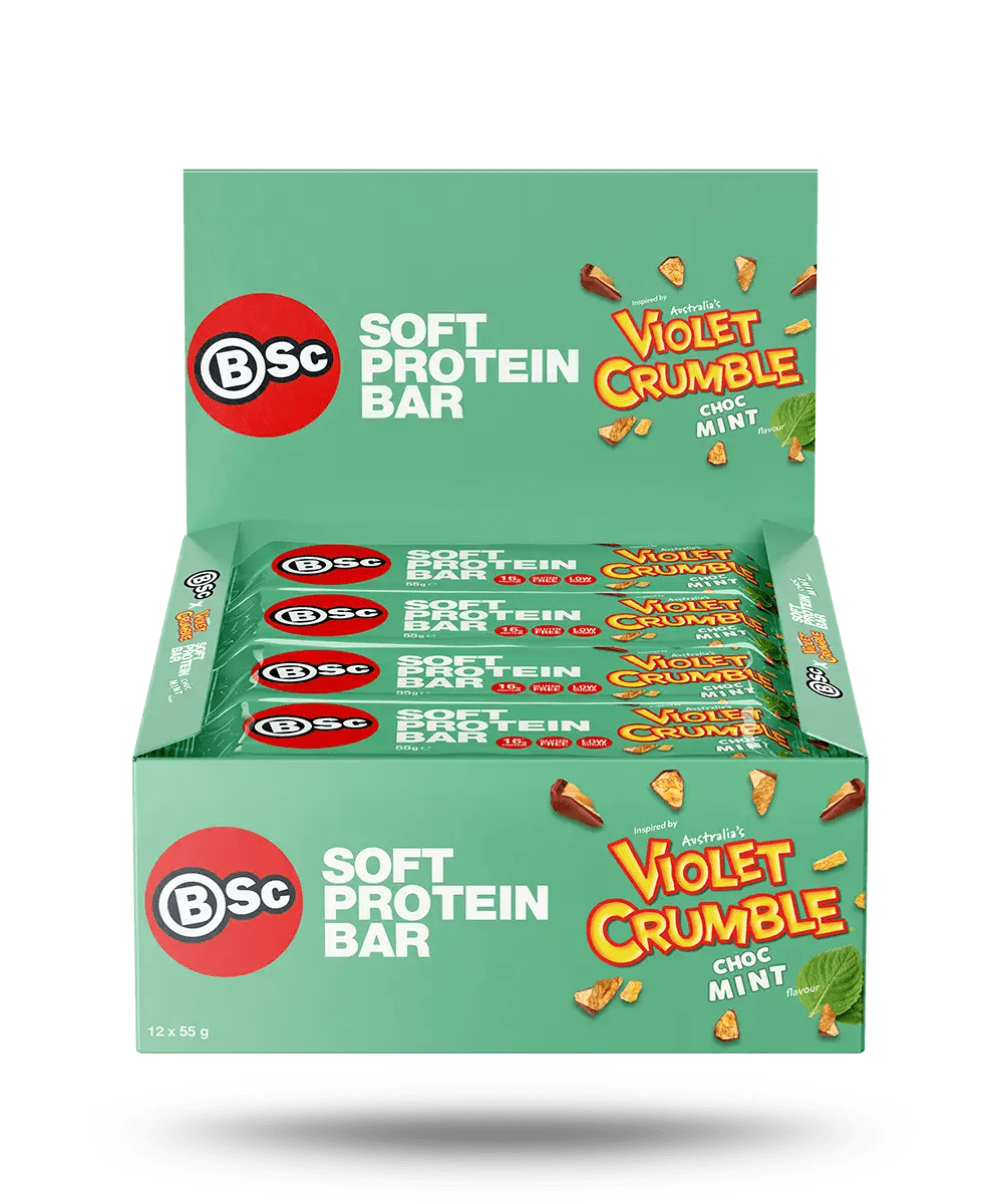 BSc - Soft Protein Bar - Cafe - Violet Crumble Choc Mint / 55g Bar - Cave Sports Nutrition