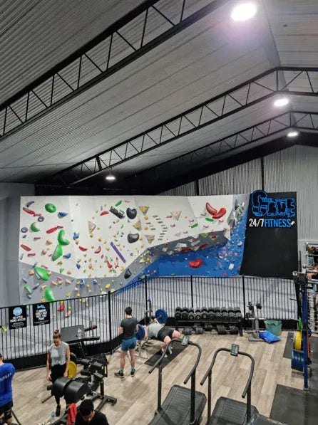 Climbing wall at The Cave Gym