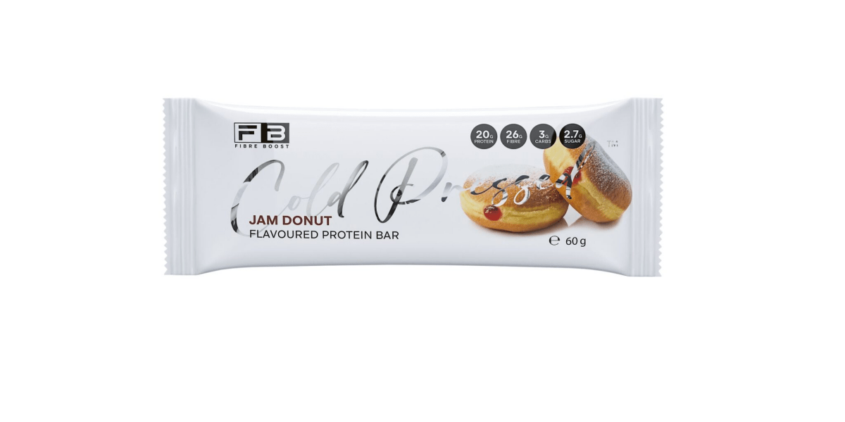 Cold Pressed Protein Bar by Fibre Boost - Cafe - Jam Donut - Cave Sports Nutrition