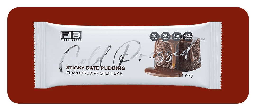 Cold Pressed Protein Bar by Fibre Boost - Cafe - Sticky Date Pudding - Cave Sports Nutrition