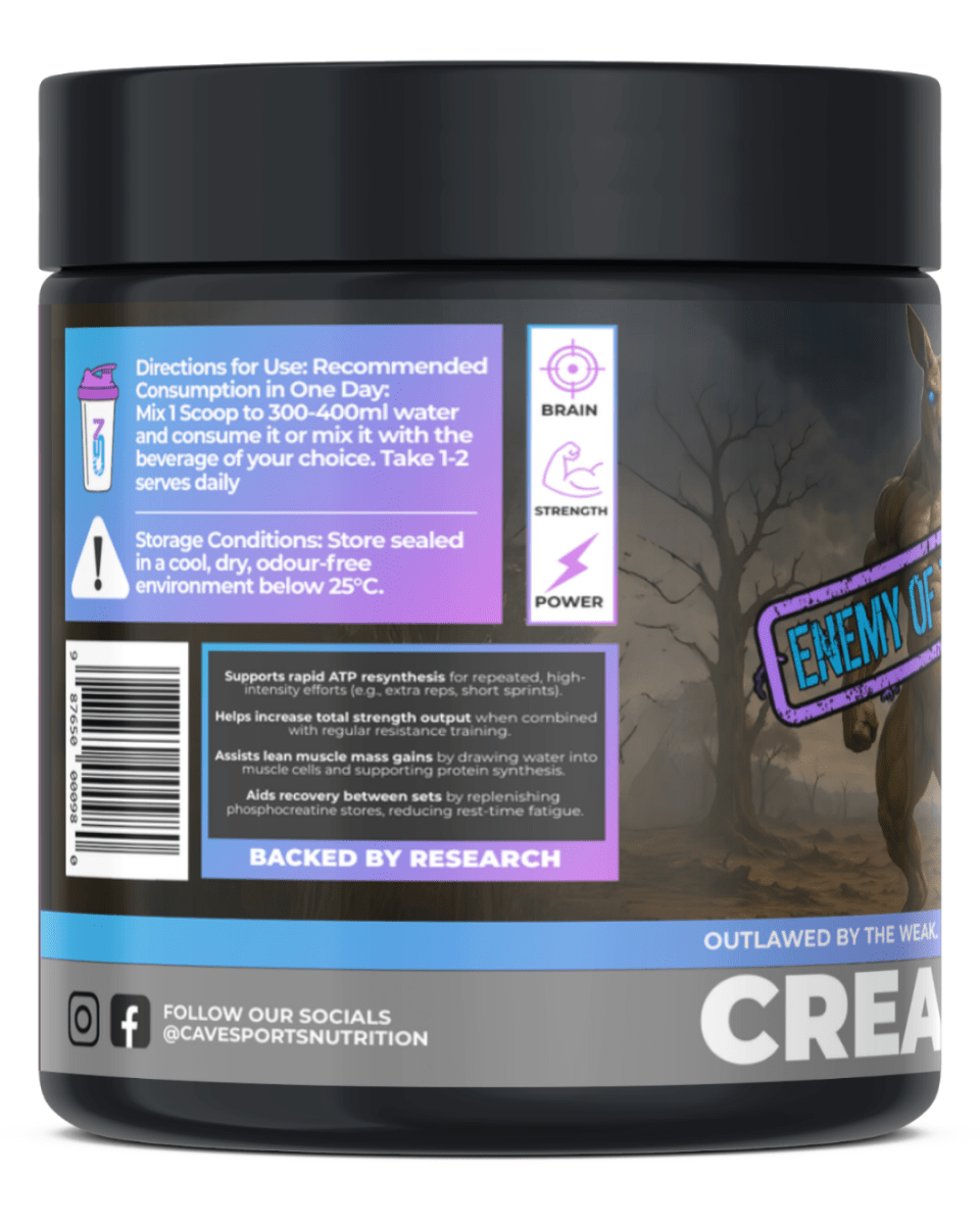 CSN Creatine Monohydrate 500g - Enemy Of The State - Supplements - 100 Servings - Cave Sports Nutrition