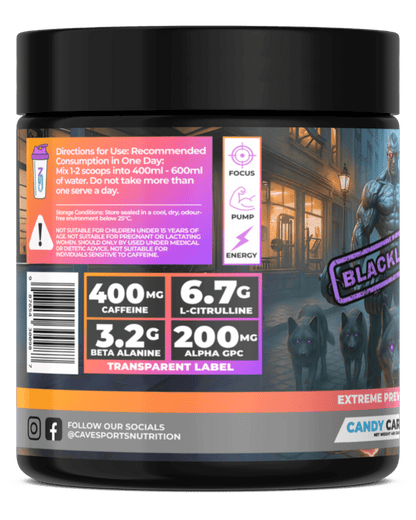CSN Extreme Pre - Workout - BLACKLISTED - Supplements - Candy Carnage - Cave Sports Nutrition