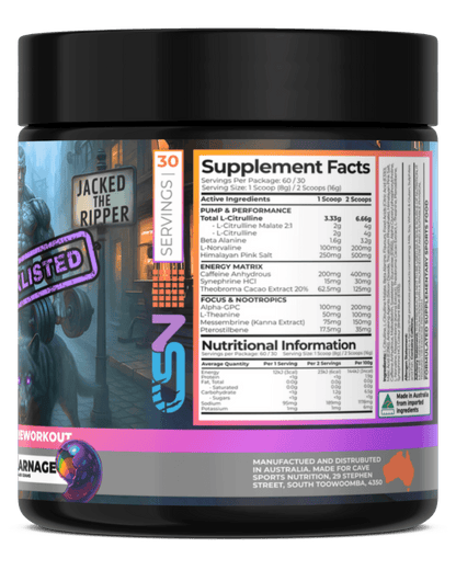 CSN Extreme Pre - Workout - BLACKLISTED - Supplements - Candy Carnage - Cave Sports Nutrition