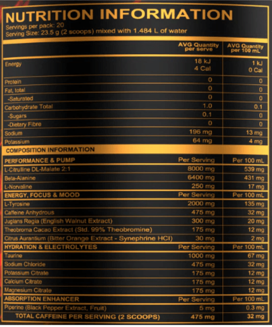 Gates of Hell Pre - Workout by OCD Nutrition - Supplements - Mango Pineapple - Cave Sports Nutrition