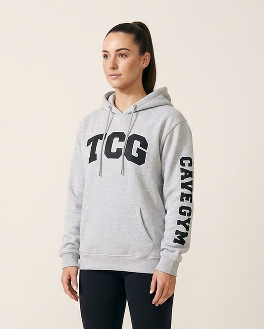 Hoodie 320gsm by The Cave Gym worn by model