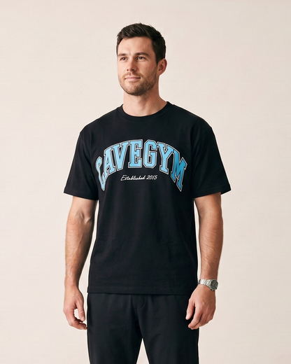 Est. 2015 T-Shirt by The Cave Gym worn by model