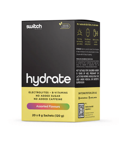 Hydrate Sachets | Sugar - Free Electrolyte Drink by Switch Nutrition (20 x 6 g) - Supplements - 20 x 6g Sachets - Cave Sports Nutrition