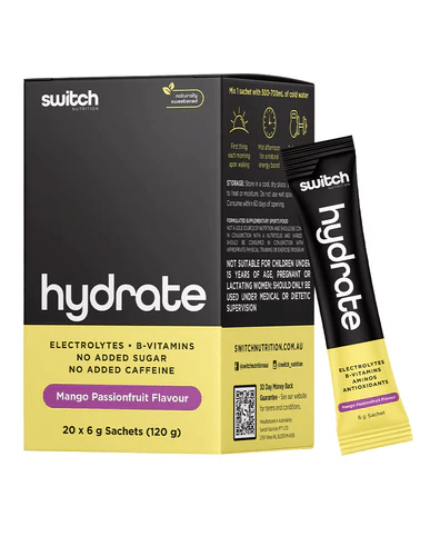 Hydrate Sachets | Sugar - Free Electrolyte Drink by Switch Nutrition (20 x 6 g) - Supplements - 20 x 6g Sachets - Cave Sports Nutrition