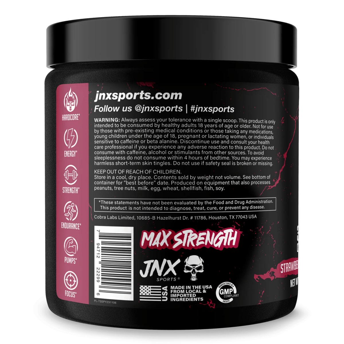 JNX Sports - The Shadow! Pre - Workout - Supplements - Strawberry Pineapple - Cave Sports Nutrition