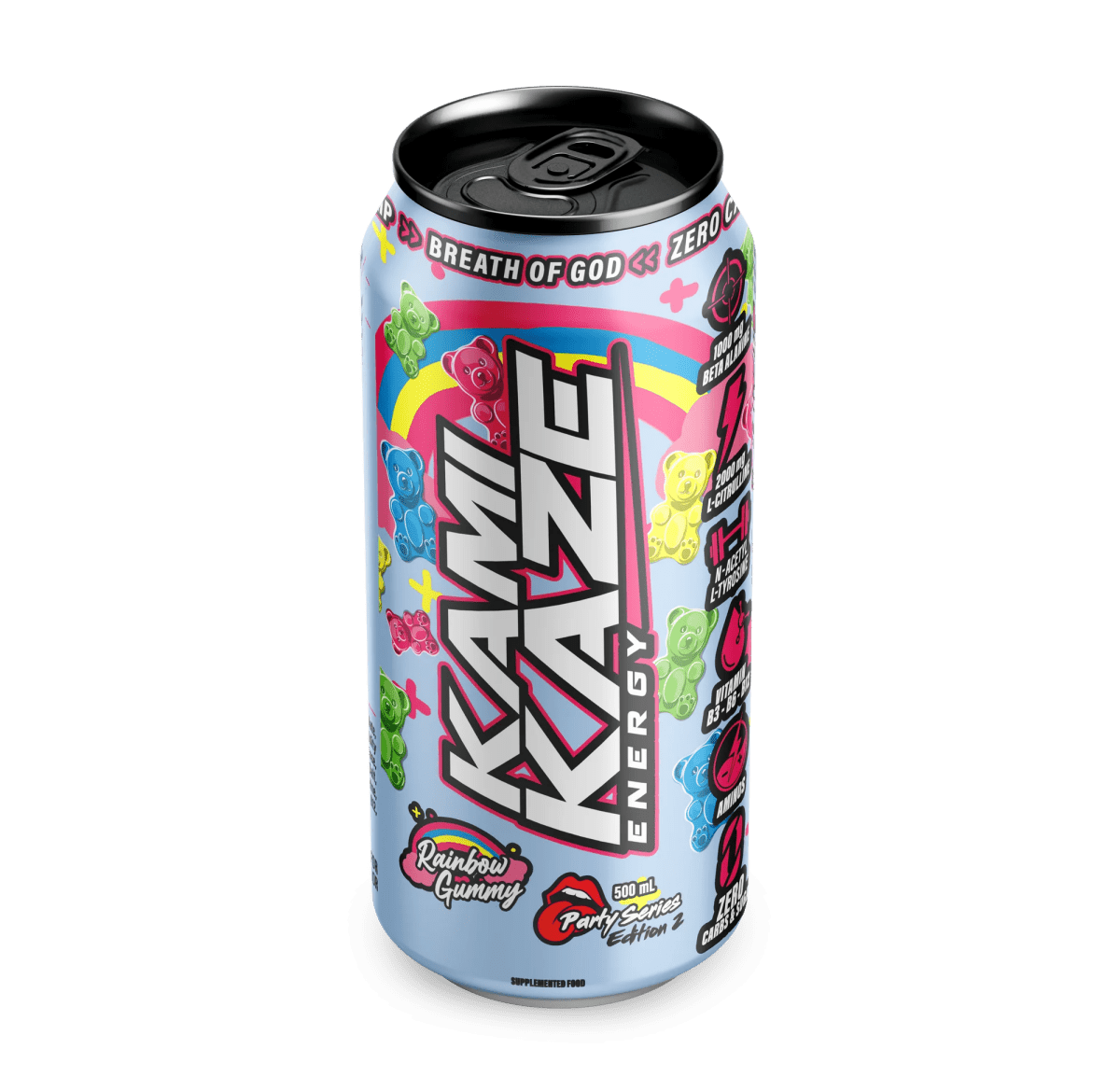 Kamikaze Energy RTD - Cafe - Rainbow Gummy - Cave Sports Nutrition