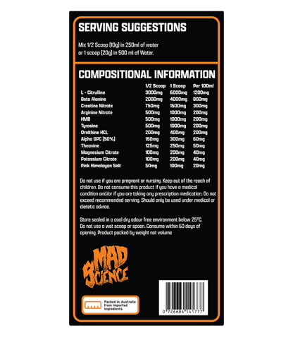 Mad Pumps Stim - Free Pre - Workout - Supplements - Tangerine - Cave Sports Nutrition