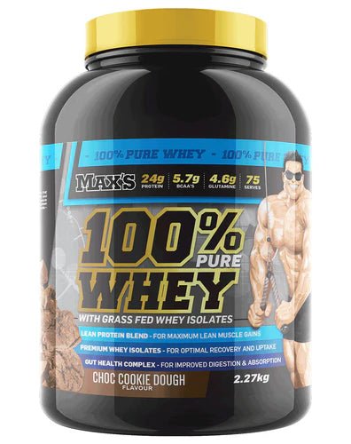 Max's Supplements - 100% Pure Whey Protein - Supplements - 2.27kg - Cave Sports Nutrition