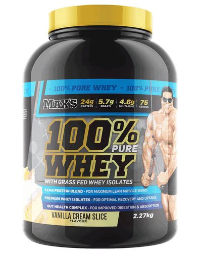 Max's Supplements - 100% Pure Whey Protein - Supplements - 2.27kg - Cave Sports Nutrition