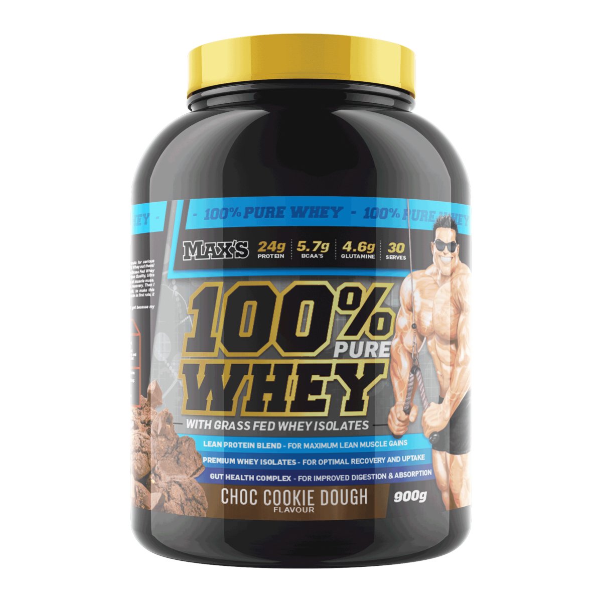 Max's Supplements - 100% Pure Whey Protein - Supplements - 900g - Cave Sports Nutrition