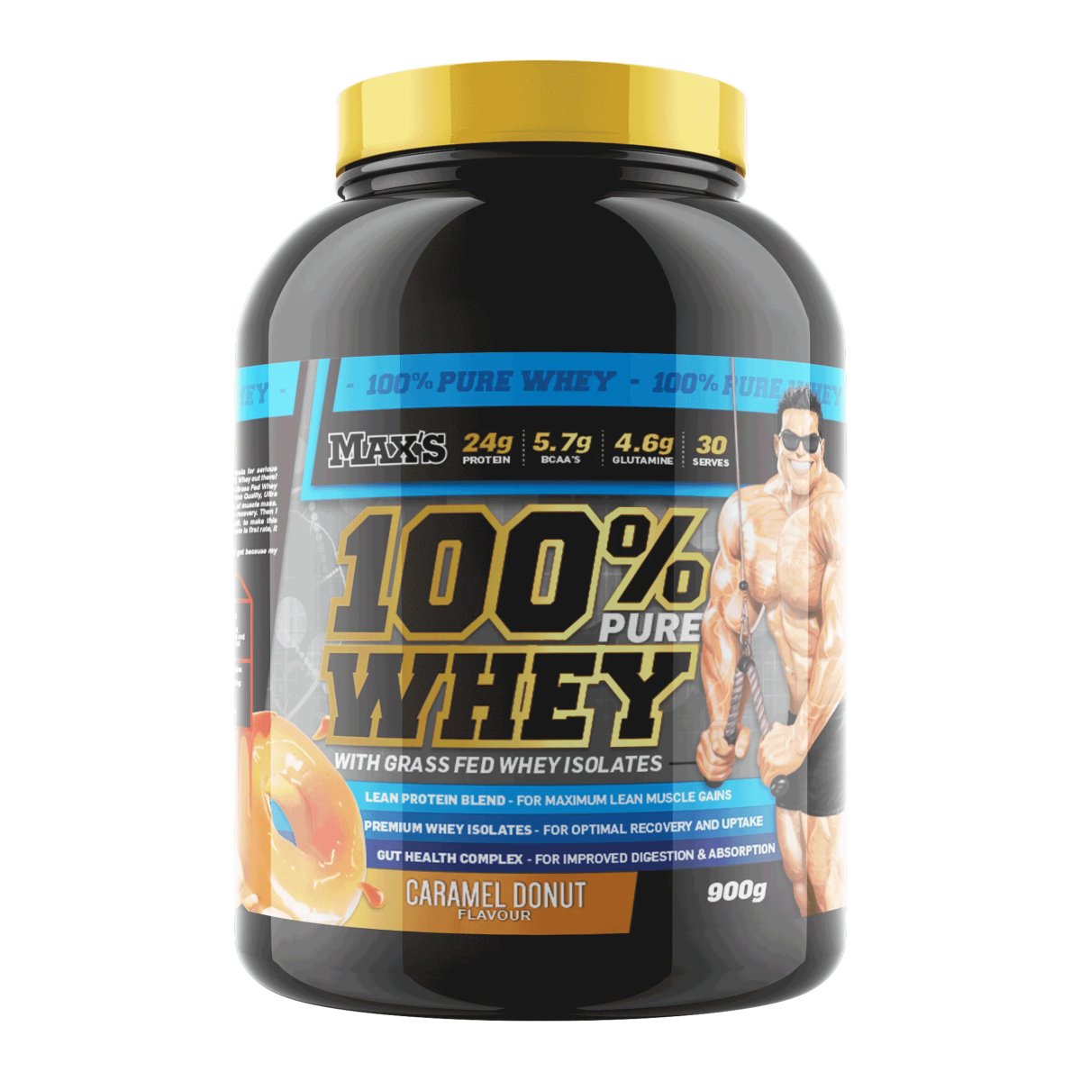 Max's Supplements - 100% Pure Whey Protein - Supplements - 900g - Cave Sports Nutrition