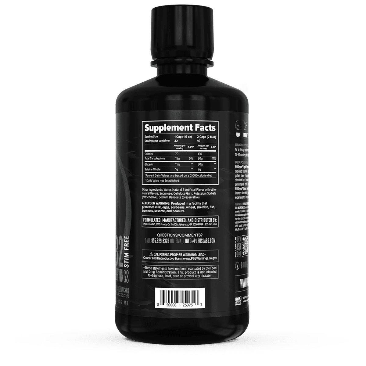 NOXygen Black Liquid Pump Serum by Purus Labs - Supplements - Blue Razz Flavour (32 Servings) - Cave Sports Nutrition