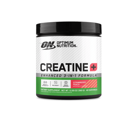 Optimum Nutrition Creatine [+] | 3 - in - 1 Creatine, Vitamins & Electrolytes - Strawberry Peach - Cave Sports Nutrition